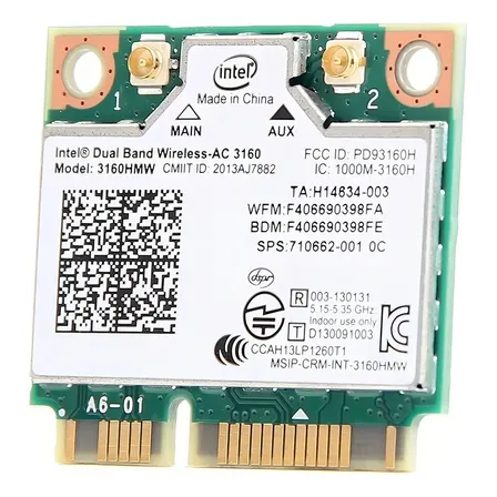 Placa Wifi Intel 3160HMW Dual Band 2.4/5 GHz Bluetooth 4.0 Notebook