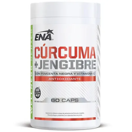 Cúrcuma + Jengibre Con Pimienta Negra y Vitamina C. x 60 Caps.