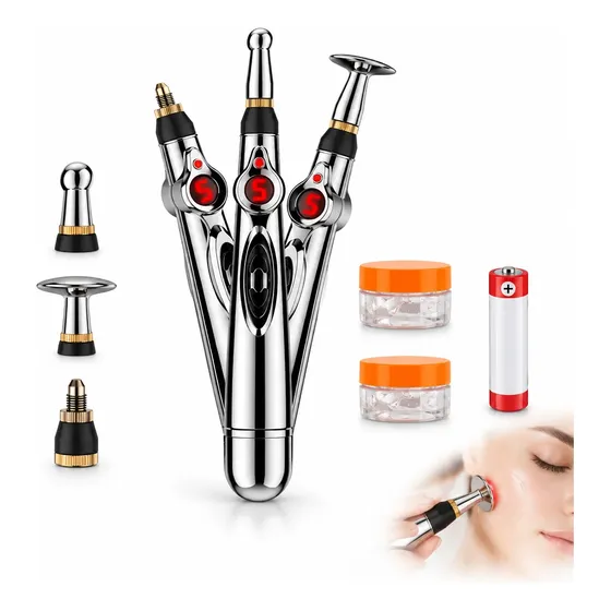 Lápiz Acupuntura Masajeador 3 Cabezales + 2 Gel + Pila Kodea