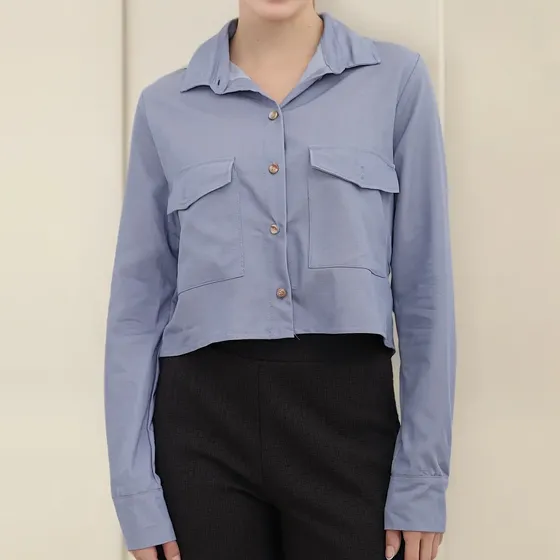 Camisa Simil Denim Mangas Largas Thiago Mujer Nano