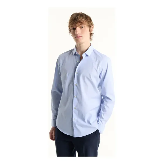 Camisa De Vestir Celeste Manga Larga Equus Leo Hombre