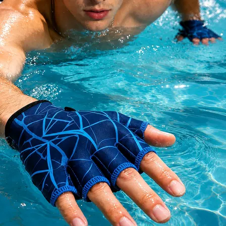 Guantes Manoplas Para Natación Acuática Antideslizantes Azul Y Negro L