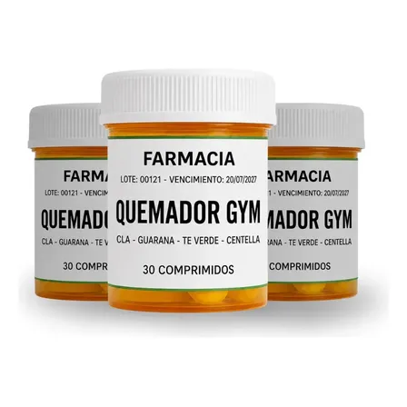 Pack X3 Quemador De Grasa Natural Gym 30 Caps X Frascos Sin Sabor