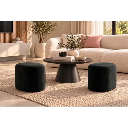 Puff Banqueta Ovalado De 55 Cm Tapizad Pana Moderno Probador Negro