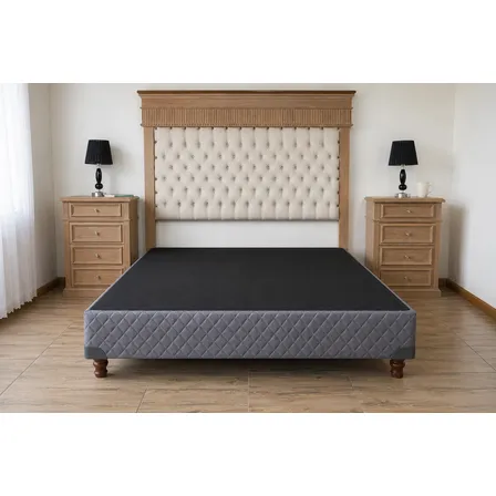 Base Cama Sommier 140x190 2 Plazas Leesa Patas De Madera Gris