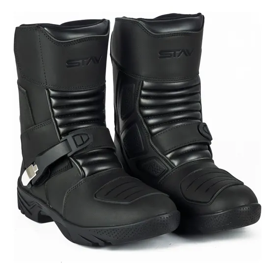 Botas Moto Trail/aventure Cuero Impermeable Con Protecciones