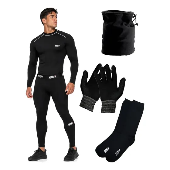 Conjunto Termico Bs1 Frizado Invierno Cuello Medias Guantes