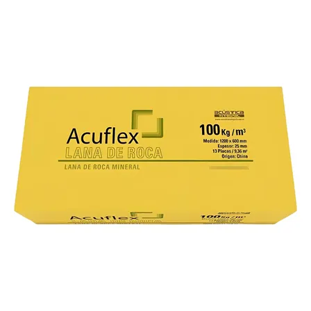Placa Acústica Acuflex Lana de Roca 120x60x2.5cm 100kg/m³ Aislante Térmico