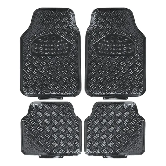 Alfombra Pvc Aluminio Metalizada Mate 4 Piezas Gris Carbon