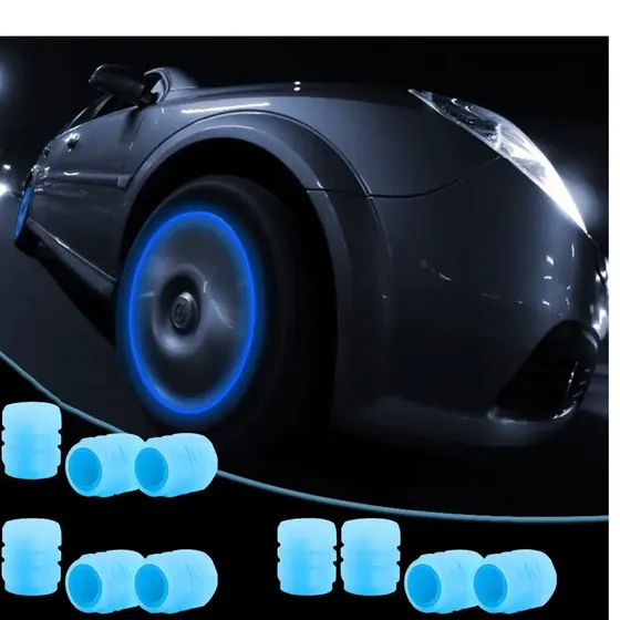 20 Tapones Válvula Auto Moto Fluorescentes Luminoso Cubre B