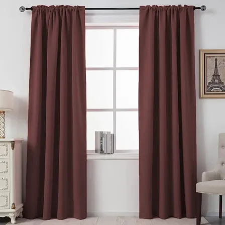 Cortinas Tela Rústicas Living 2 Paños Largos Ventanal Color Bordó