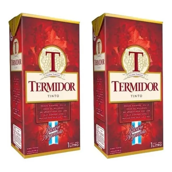 Pack X2u Vino Termidor Tradicional Tetra Tinto 1 Litro