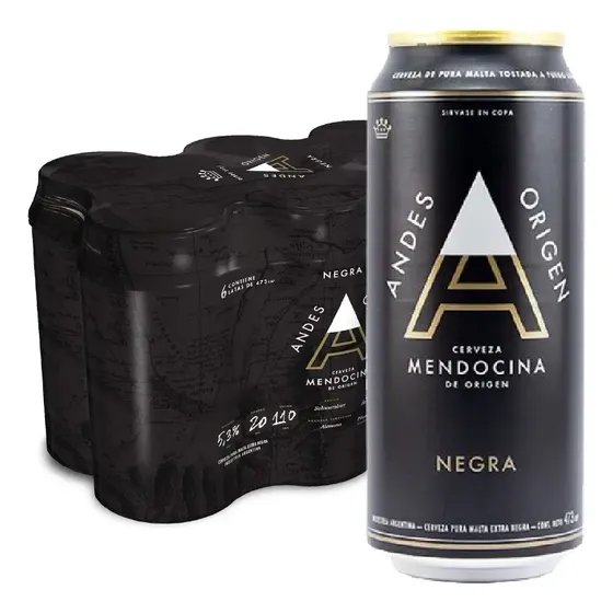 Cerveza Andes Origen Negra Schwarzbier negra lata 473 mL 6 unidades