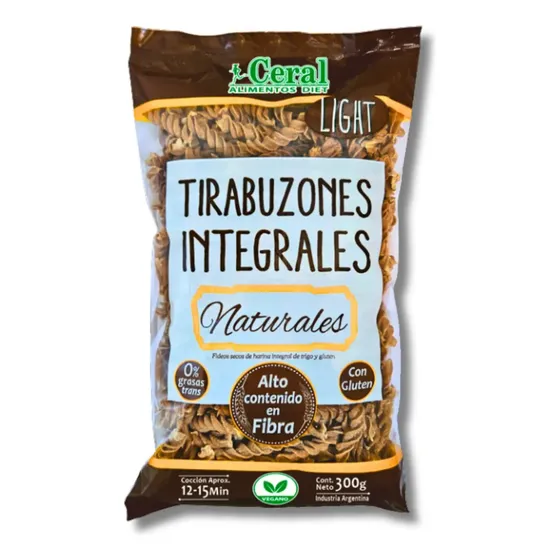 Fideos Integrales Naturales Ceral Veganos Tirabuzon X 300g