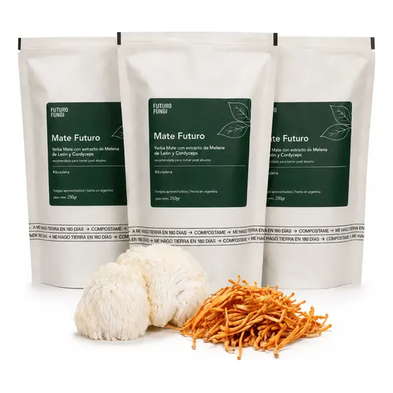 Yerba Mate Con Melena De Leon Y Cordyceps Combo X3 750g