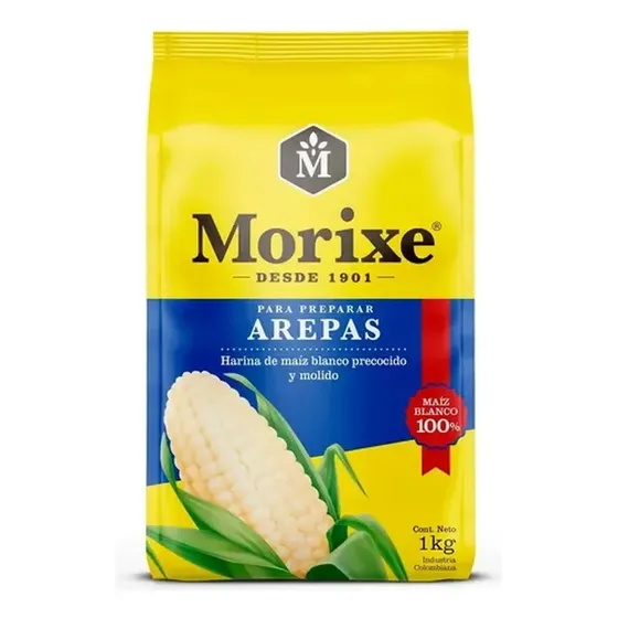 Harina De Maíz Blanco Morixe Para Arepas 1 Kg Pack X 20 Und