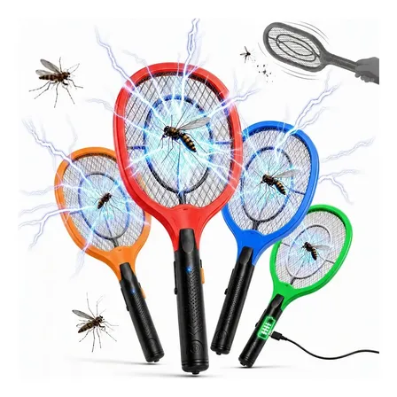 Raqueta Mata Moscas Mosquitos Electrica Recargable Usb Aire Rojo