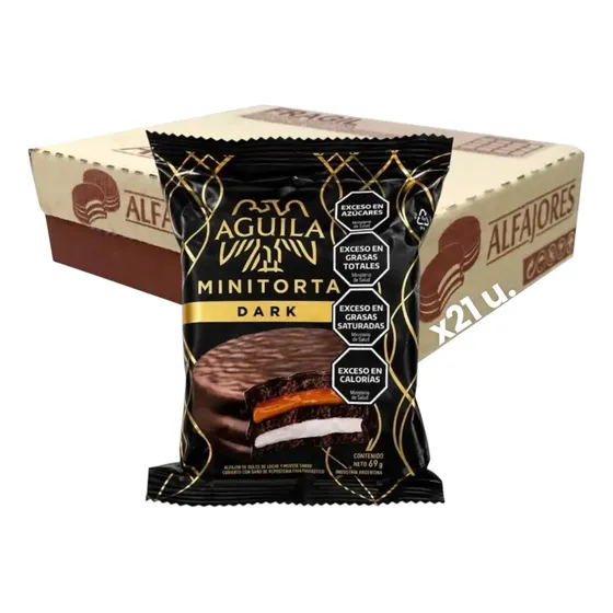 Alfajor Aguila Mini Torta Dark chocolate amargo con chocolate 69 g pack x 21