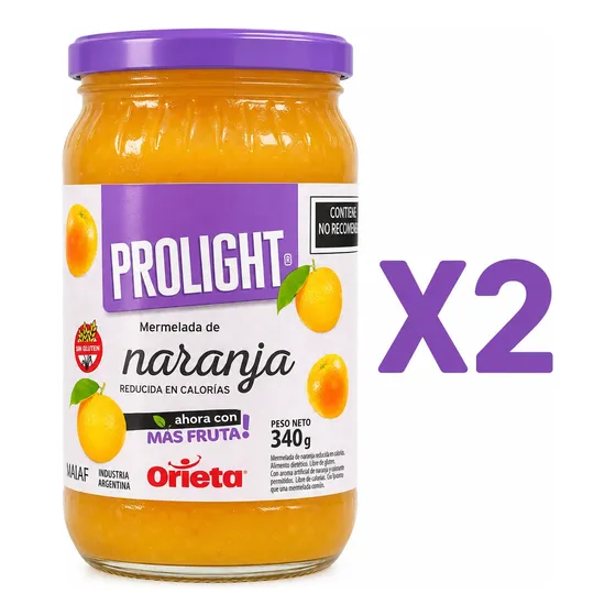 Mermelada Naranja Prolight S/azúcar Orieta X350 Gr X2