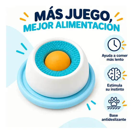 Plato Comedero Lento Interactivo Antiestrés Perro Gato Bowl