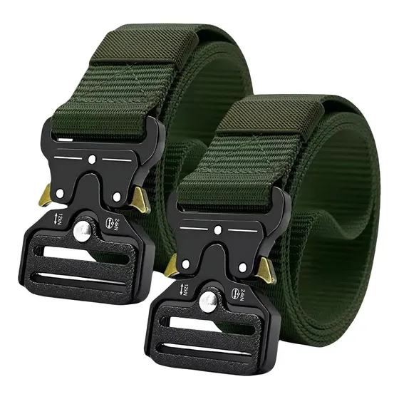 Pack X2 Cinturones Tácticos Ajustables Con Hebilla Rápida Verde 125