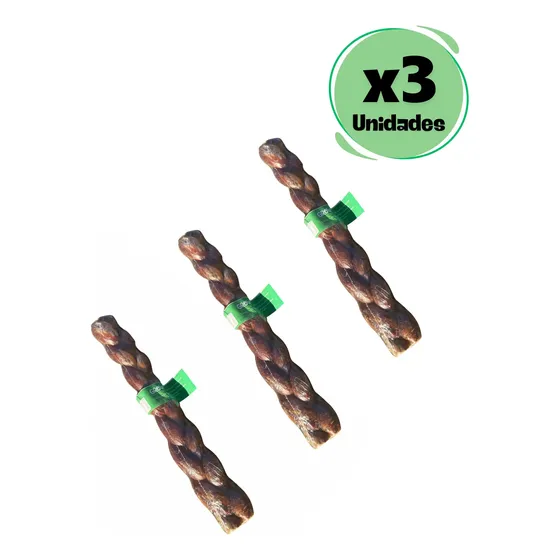 Trenza De Carne Xl Snack Perro Esofago Bovino Growis Pack X3