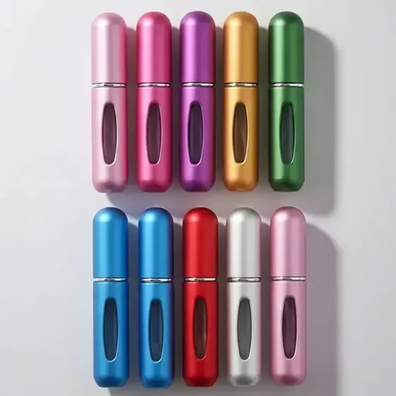 Pack X8 Mini Perfumero Recargable 5ml Colores Surtidos