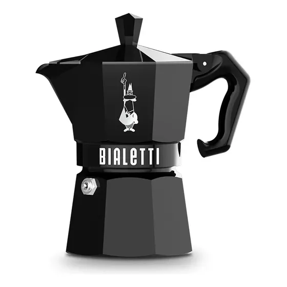Cafetera Italiana Bialetti Moka Exclusive 3 Tazas Aluminio Color Negro