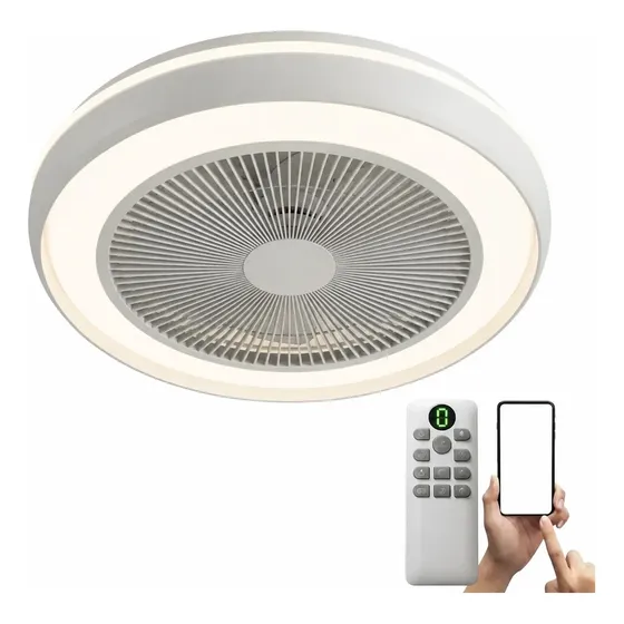 Ventilador De Techo Delhi Led 72w Control Remoto Y App 50 Cm 50 Blanco Transparente Plástico 5