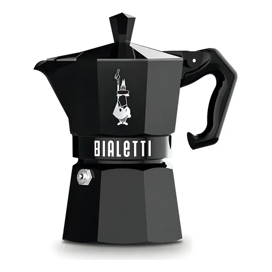Cafetera Italiana Bialetti 6 Tazas Moka Exclusive Aluminio Color Negro