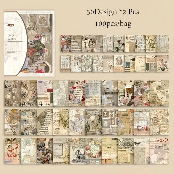 Pack Papeles Decorativos Vintage Scrapbooking Journaling