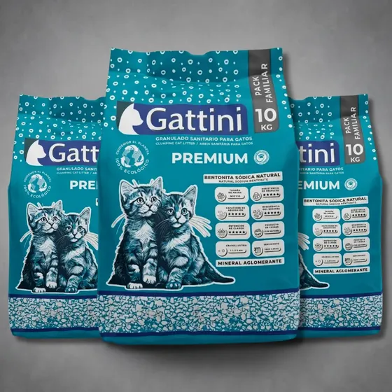 Piedras Sanitarias Gattini Premium 30kg X3u Aglomerante Gato