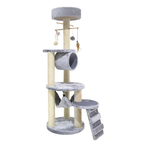 Rascador Torre Para Gato Africa Refugio Cama Colgante Felpa Sisal Gimnasio 40x40x125cm Bestia Peluda