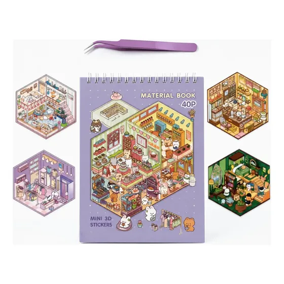 Libro Escenas 3d Stickers Kawaii Con Pinza Regalo