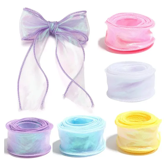 Kit 5 Cintas De Organza Iridiscente Para Manualid.