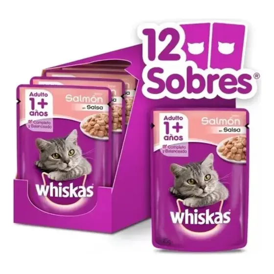 Whiskas Pouch Para Gato Salmon En Salsa - Caja X 12 Unidades