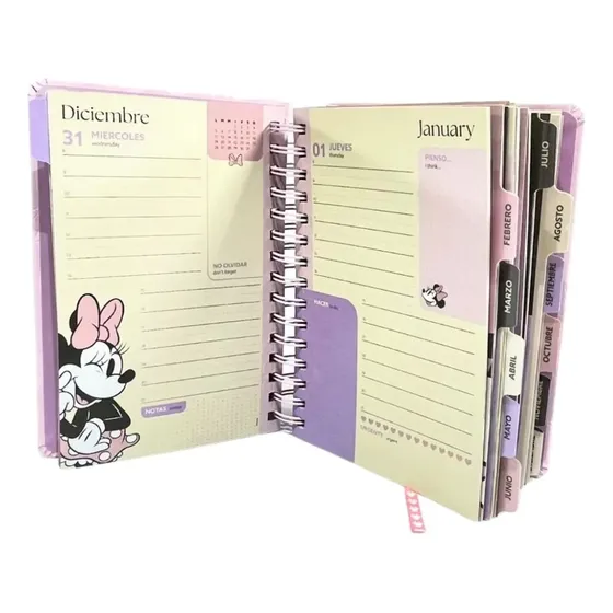 Agenda Disney Minnie 2026 Original Anillada Con Stickers