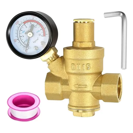 Regulador De Presión De Agua De 1/2 Pulgada Con Manómetro, L