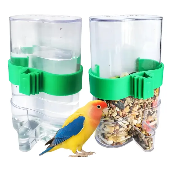 2pzs Comedero Automatico Para Aves De Acrílico Transparente