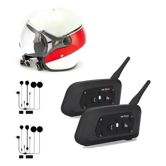 Pack X2 Intercomunicador Bluetooth Moto V6 Plus+ Usb-c Casco