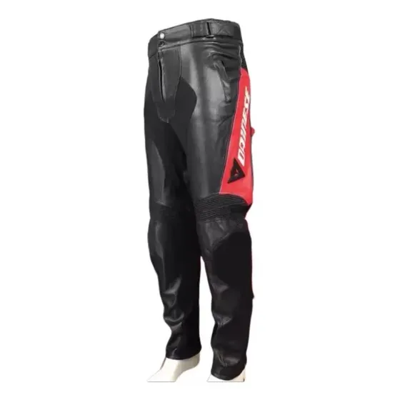 Pantalones De Cuero Para Motociclista Anticaída Y Antiventisca, Negros, Xl