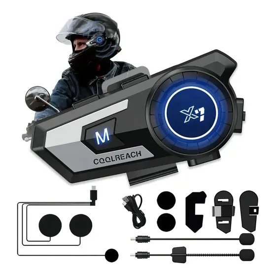 Intercomunicador Bluetooth 5.2 Para Casco De Moto Ip67 Batería De Larga Duración