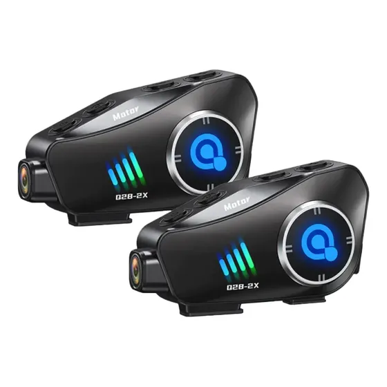 Intercomunicador para Casco de Moto Motolink Q28-2X, Pack con Cámara Full HD
