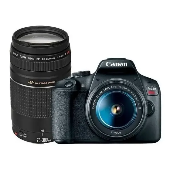 Canon EOS Rebel T7 18-55mm III DSLR color negro