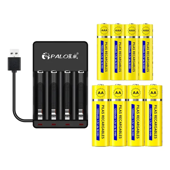 Cargador Y Pilas Recargables Con 1.2v Aa Y Aaa Batería 8 Pcs