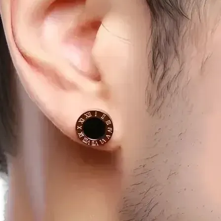 Aros Redondos Acero Quirúrgico Negro Dorado Hombre Mujer
