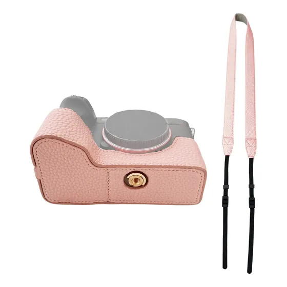 Funda Para Media Cámara Con Correa De Hombro De Piel Sintéti