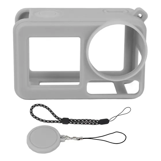 Funda De Cámara Y Tapa De Lente De Silicona Gris Para Action