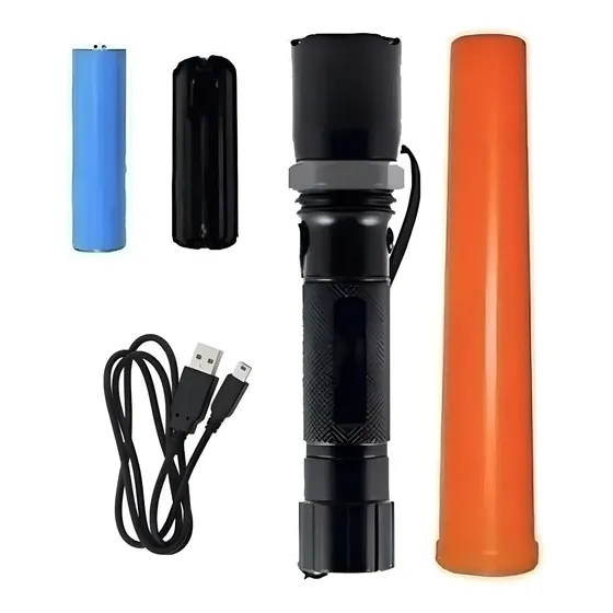 Linterna Tactica Led Recargable Baliza Cargador Usb Sy-torch Color de la linterna Negro Color de la luz Blanco frío