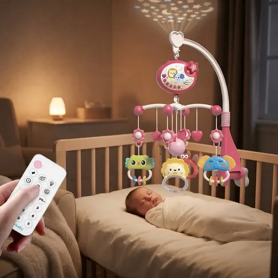 Movil Cunero Musical Bebe Control Remoto Proyector Timer